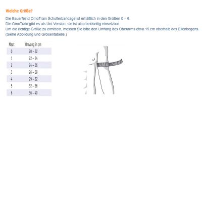Bauerfeind Omotrain S Schulterbandage Größentabelle