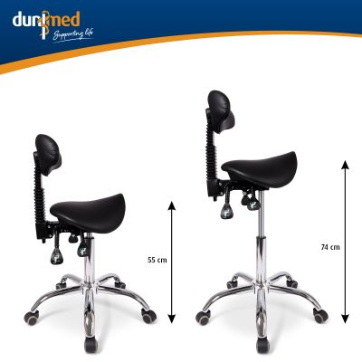 Ergonomischer Sattelhocker mit Rückenlehne hoch