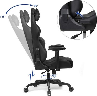 Gamingstuhl mit Kippfunktion und verstellbaren Armlehnen seite