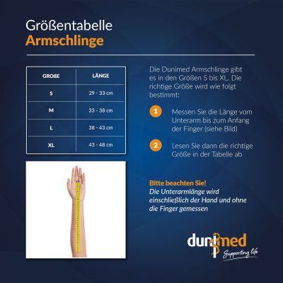 Größentabelle Dunimed Armschlinge