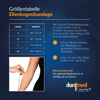Größentabelle Dunimed Ellenbogenbandage