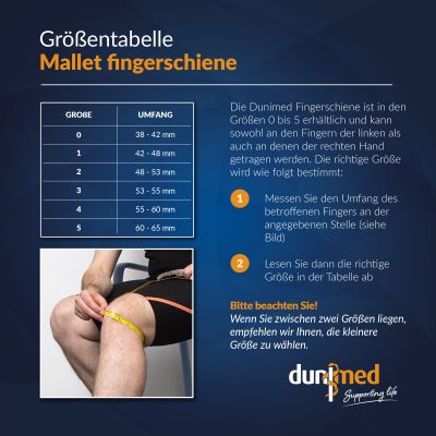 Größentabelle Dunimed Mallet Fingerschiene