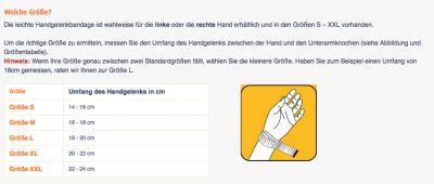 Rheuma Handgelenkbandage Anpassung