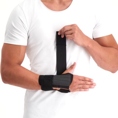 Handgelenkbandage anziehen