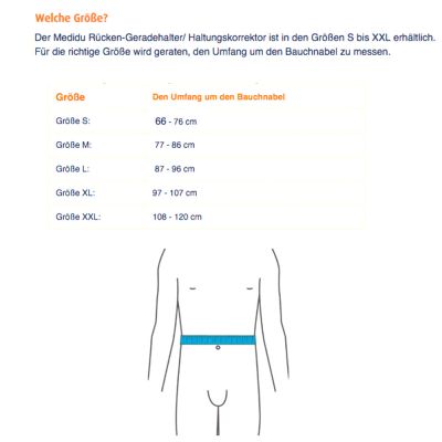 Medidu Premium Haltungskorrektur Größetabelle